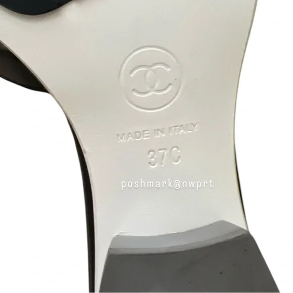 CHANEL 💯 Logo PVC Slides Sandals Mules Transparent Clear Black 37 7 Box Bag SS19 - Picture 12 of 17